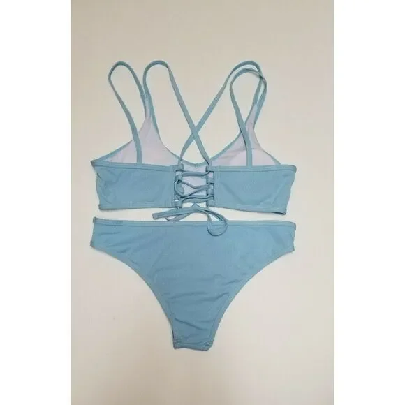 2 piece swimsuit bikini set Light Blue Size Medium - Picture 5 of 5